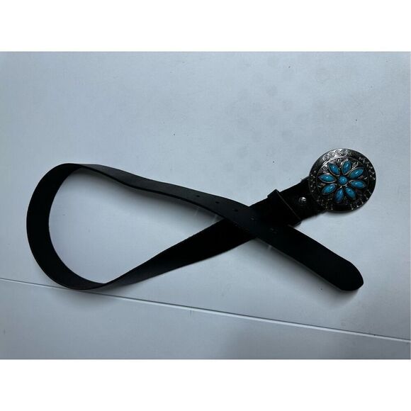 AMERICAN EAGLE OUTFITTERS Leather BELT Turquoise Stone Concho Buckle S - Picture 2 of 12